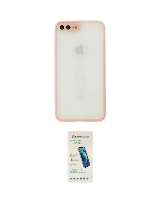 ieg™ iPhone 7 Plus Kılıf Ahenk Çizgi Serisi - Şeffaf Pasifik Cam Ekran Koruyucu