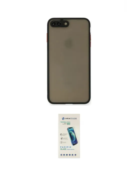 ieg™ iPhone 7 Plus Kılıf Ahenk Çizgi Serisi - Şeffaf Pasifik Cam Ekran Koruyucu