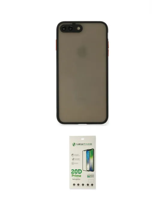 ieg™ iPhone 7 Plus Kılıf Ahenk Çizgi Serisi - Siyah 20D Premium Cam Ekran Koruyucu