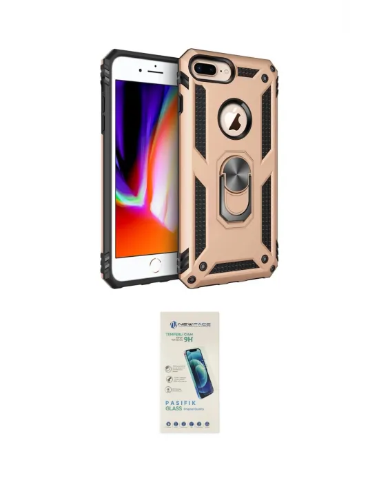 ieg™ iPhone 7 Plus Kılıf Ahenk Klasik Koleksiyonu - Şeffaf Pasifik Cam Ekran Koruyucu