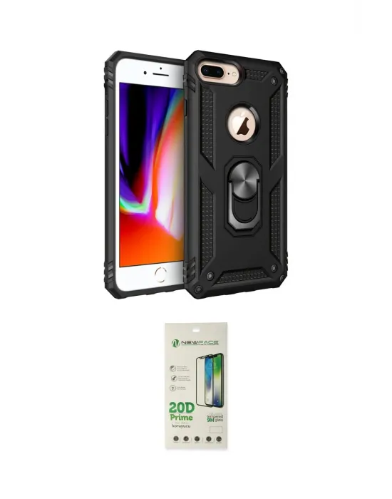 ieg™ iPhone 7 Plus Kılıf Ahenk Klasik Koleksiyonu - Siyah 20D Premium Cam Ekran Koruyucu