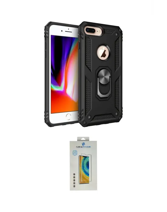 ieg™ iPhone 7 Plus Kılıf Ahenk Klasik Koleksiyonu - Siyah Polymer Nano Ekran Koruyucu