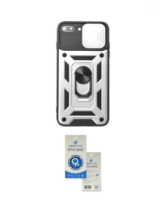 ieg™ iPhone 7 Plus Kılıf Ahenk Klasik - Şeffaf Royal Nano Ekran Koruyucu