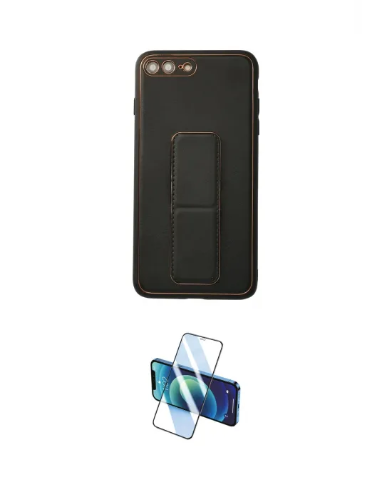ieg™ iPhone 7 Plus Kılıf Akış Doku - Siyah 3D Antistatik Cam Ekran Koruyucu