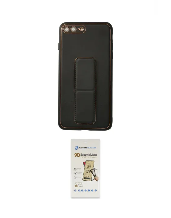 ieg™ iPhone 7 Plus Kılıf Akış Doku - Siyah Mat Seramik Nano Ekran Koruyucu