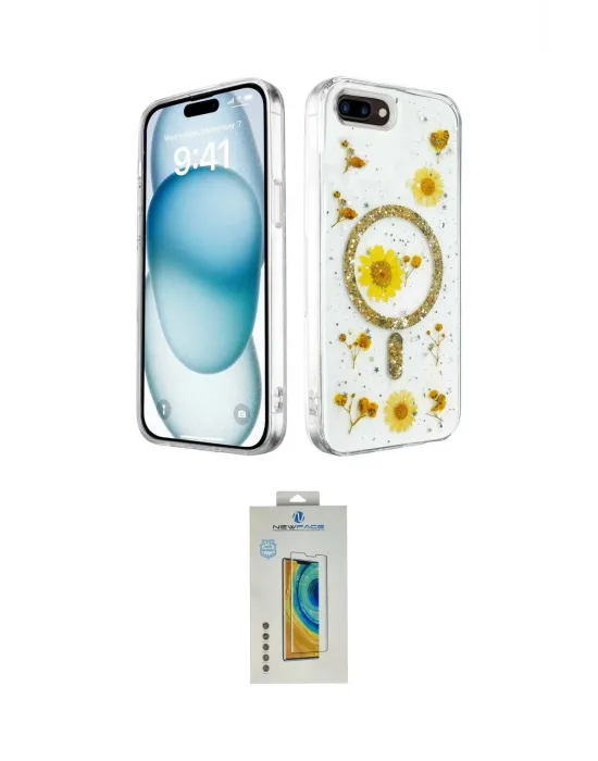ieg™ iPhone 7 Plus Kılıf Kozmos Doku - Beyaz Polymer Nano Ekran Koruyucu