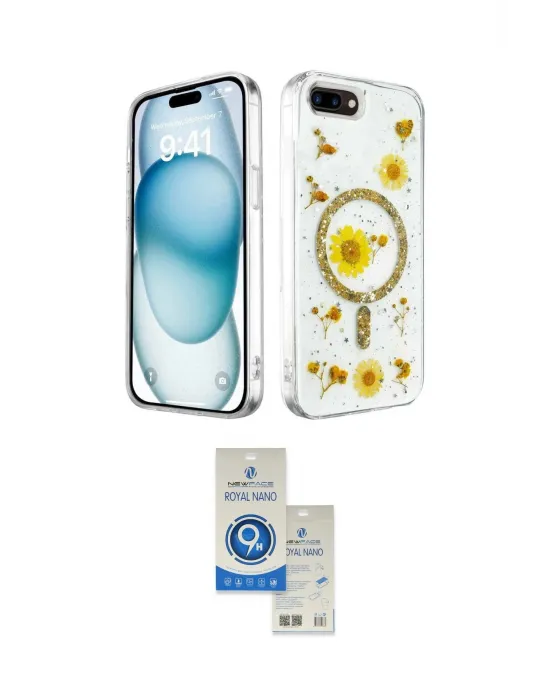 ieg™ iPhone 7 Plus Kılıf Kozmos Doku - Şeffaf Royal Nano Ekran Koruyucu