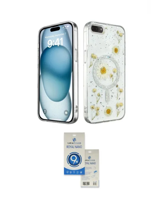 ieg™ iPhone 7 Plus Kılıf Kozmos Doku - Şeffaf Royal Nano Ekran Koruyucu