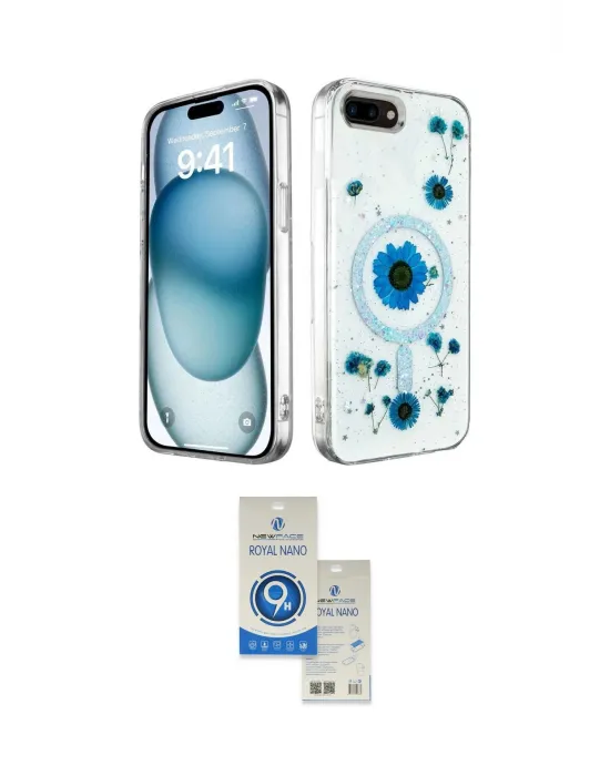 ieg™ iPhone 7 Plus Kılıf Kozmos Doku - Şeffaf Royal Nano Ekran Koruyucu