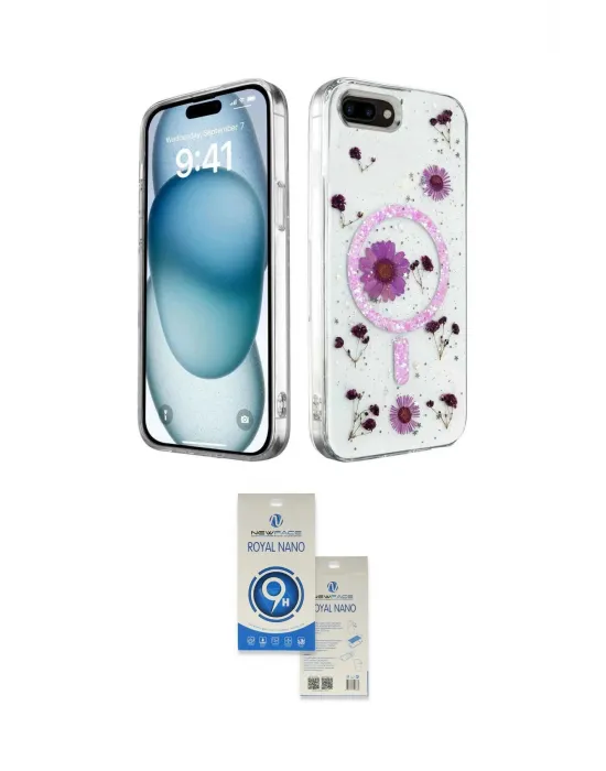 ieg™ iPhone 7 Plus Kılıf Kozmos Doku - Şeffaf Royal Nano Ekran Koruyucu