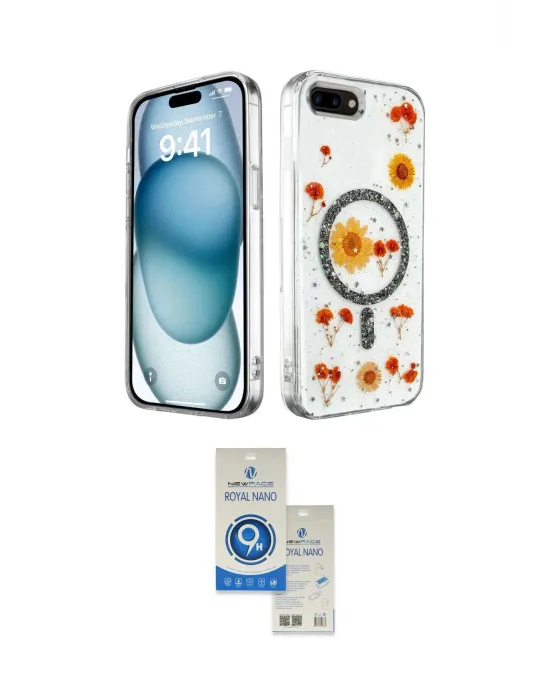 ieg™ iPhone 7 Plus Kılıf Kozmos Doku - Şeffaf Royal Nano Ekran Koruyucu