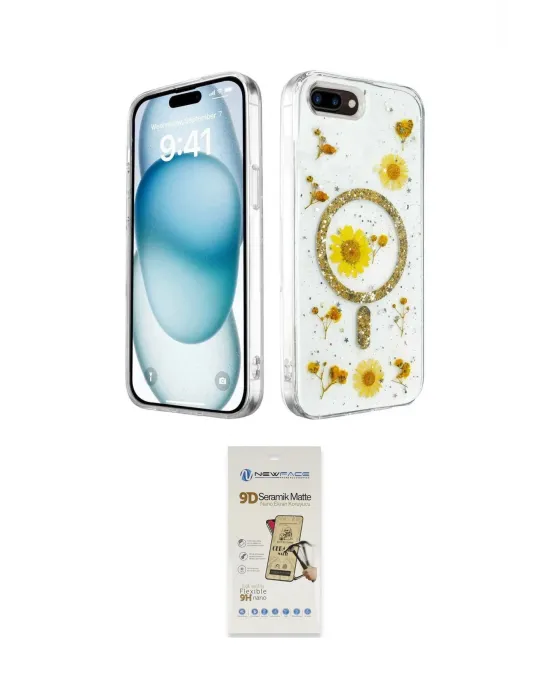 ieg™ iPhone 7 Plus Kılıf Kozmos Doku - Siyah Mat Seramik Nano Ekran Koruyucu