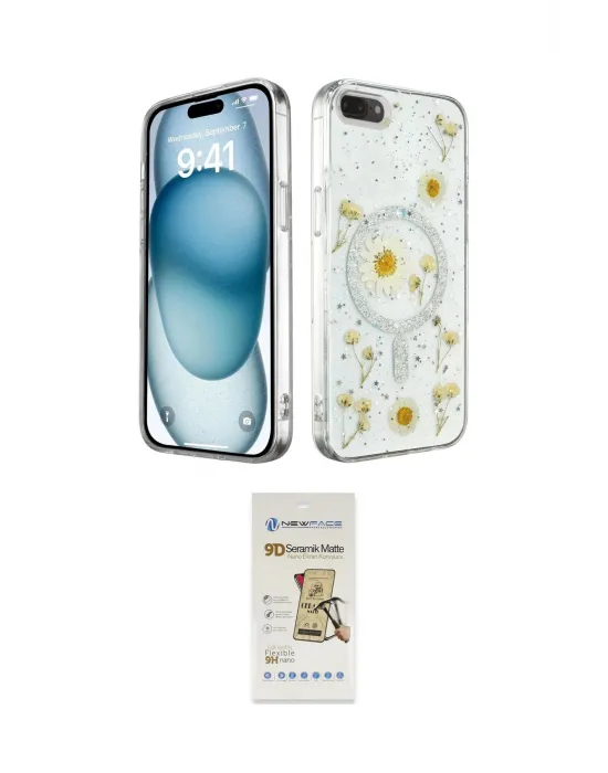 ieg™ iPhone 7 Plus Kılıf Kozmos Doku - Siyah Mat Seramik Nano Ekran Koruyucu