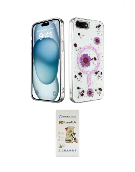 ieg™ iPhone 7 Plus Kılıf Kozmos Doku - Siyah Mat Seramik Nano Ekran Koruyucu
