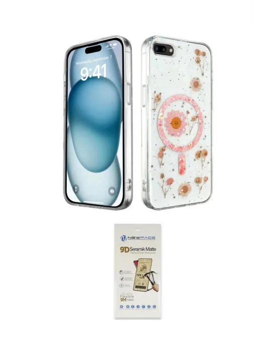 ieg™ iPhone 7 Plus Kılıf Kozmos Doku - Siyah Mat Seramik Nano Ekran Koruyucu