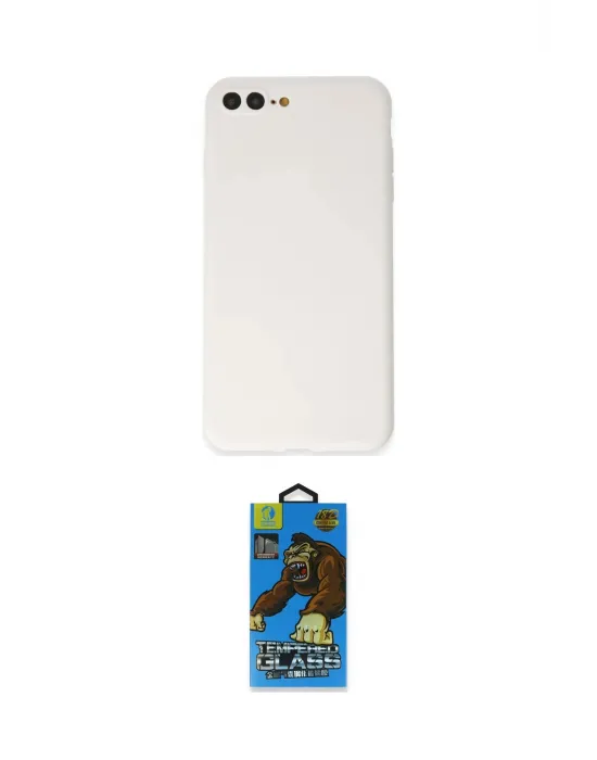 ieg™ iPhone 7 Plus Kılıf Kozmos Yansıma Özel Seri - Beyaz 18D Cam Ekran Koruyucu
