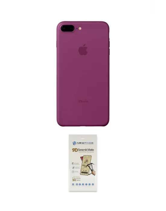 ieg™ iPhone 8 Plus Kılıf Yadigar Yansıma Serisi - Siyah Mat Seramik Nano Ekran Koruyucu