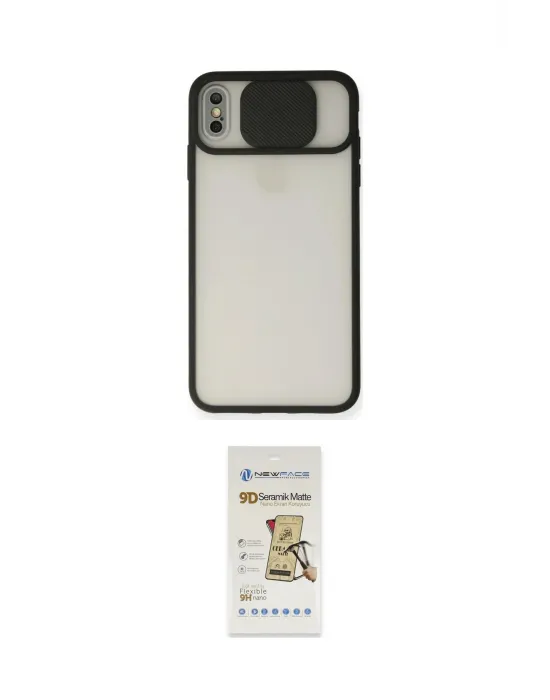 ieg™ iPhone X Kılıf Vadi Çizgi - Siyah Mat Seramik Nano Ekran Koruyucu