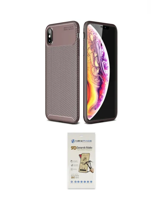 ieg™ iPhone XS Max Kılıf Eksen Form Prime - Siyah Mat Seramik Nano Ekran Koruyucu