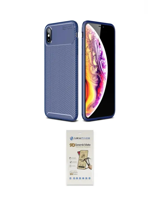 ieg™ iPhone XS Max Kılıf Eksen Form Prime - Siyah Mat Seramik Nano Ekran Koruyucu