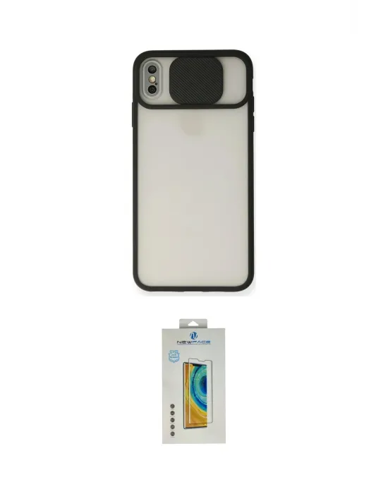ieg™ iPhone XS Max Kılıf Vadi Çizgi - Siyah Polymer Nano Ekran Koruyucu