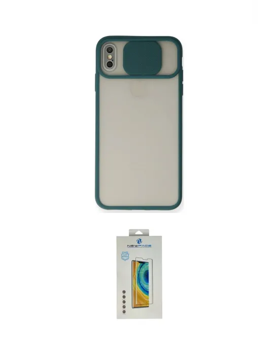 ieg™ iPhone XS Max Kılıf Vadi Çizgi - Siyah Polymer Nano Ekran Koruyucu