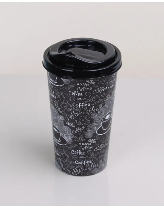 ieg™ Kahve Bardağı - Kapaklı Desenli 650ml