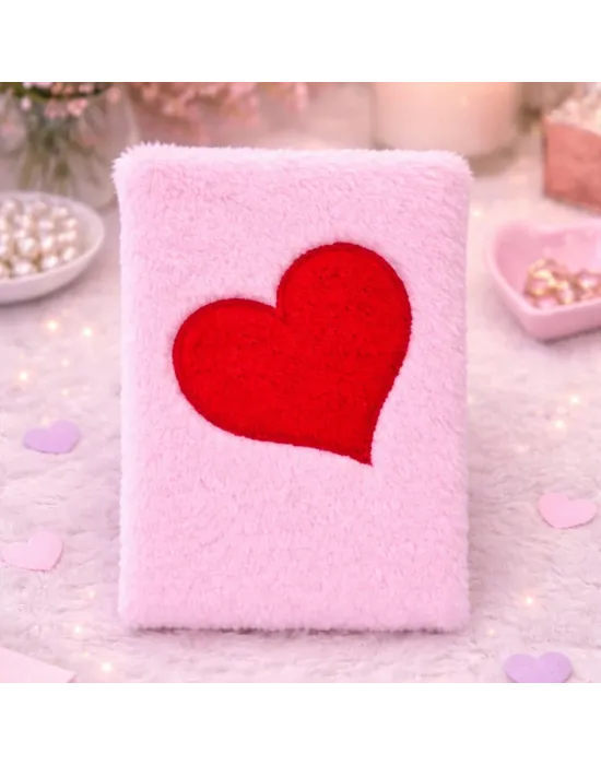 Kalpli Pembe Peluş Defter