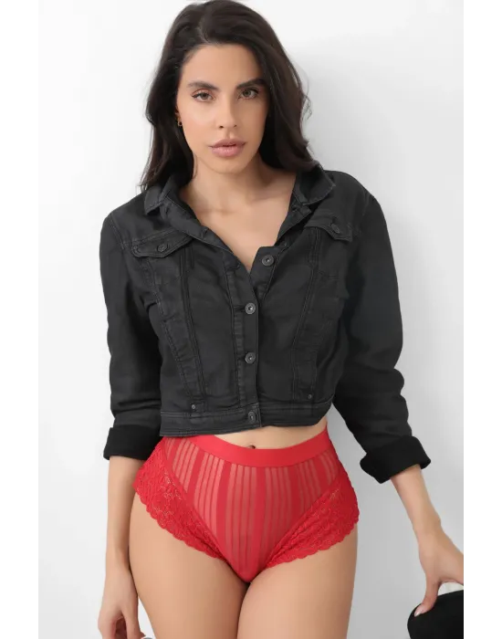 ieg™ Kırmızı Kadın Çizgili Külot Veronica-K1009