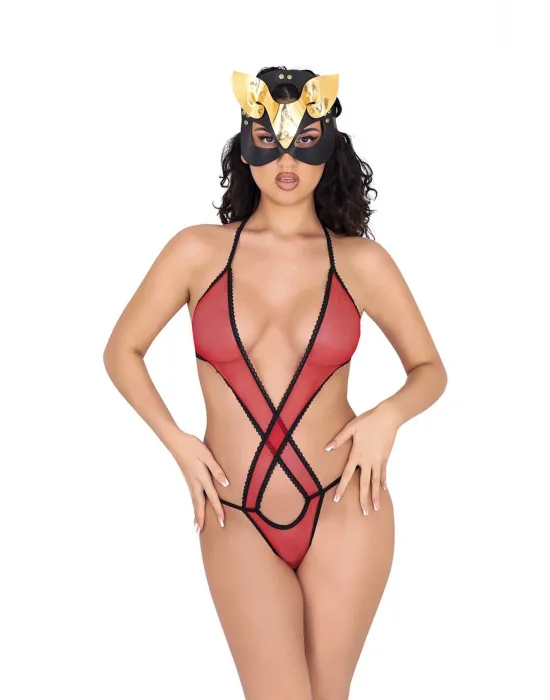 ieg™ Kırmızı Lcralı Tül Bodysuit - 935