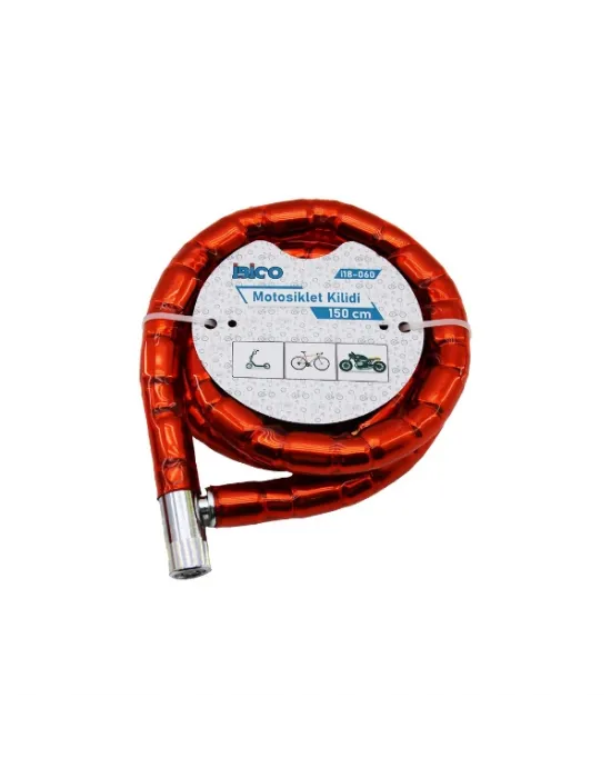 Kırmızı Motor Bisiklet Kilidi 22 mm x 150 cm