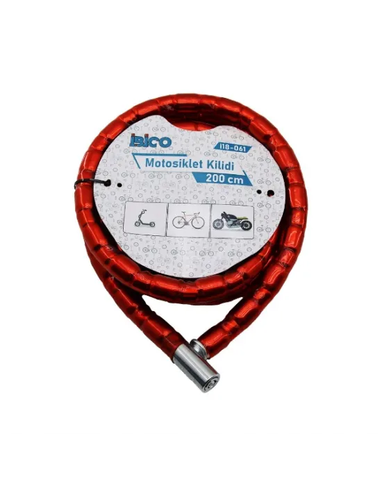 Kırmızı Motor Bisiklet Kilidi 22 mm x 200 cm