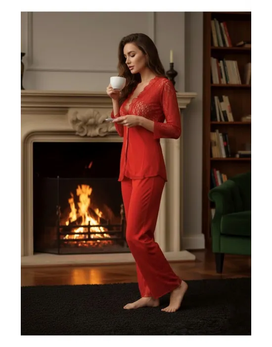 ieg™ Kırmızı Penye Pijama Takımı - 1570