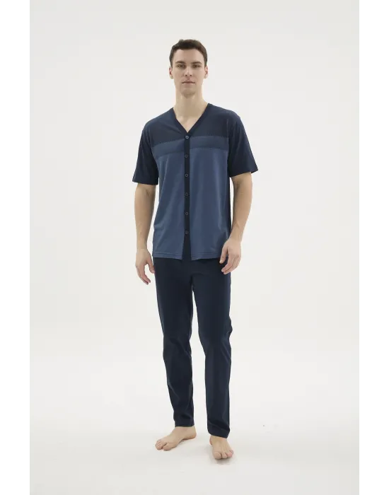 ieg™  KKT-26154 Erkek V Yaka Boydan Düğmeli Pijama Takımı