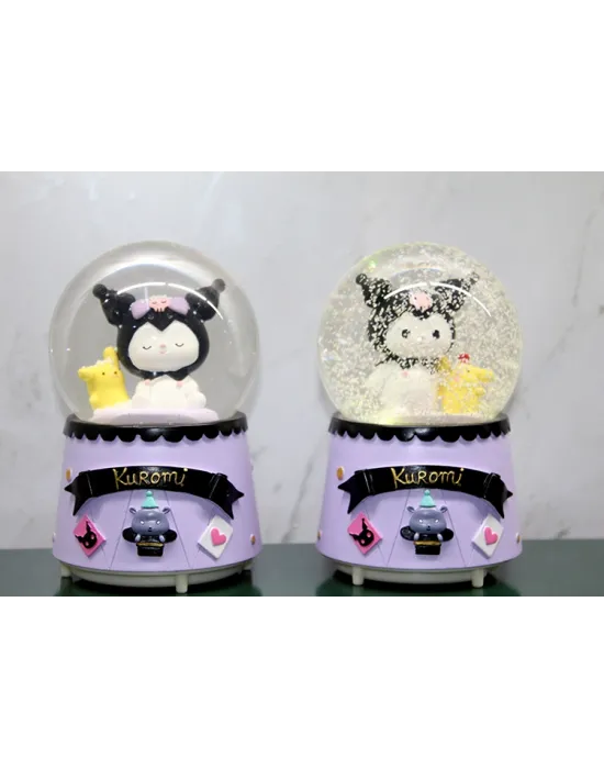 Kuromi Işıklı Müzikli Kar Küresi Orta Boy Model 2