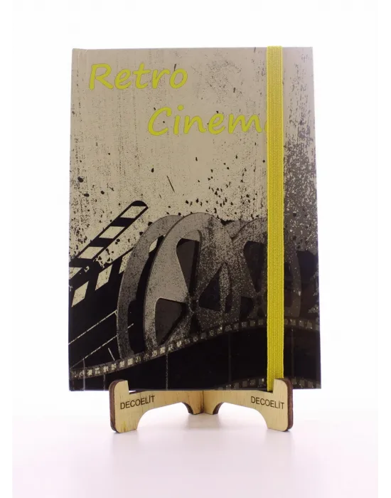 Lastikli Çizgisiz Sert Kapak Retro Cinema Defter