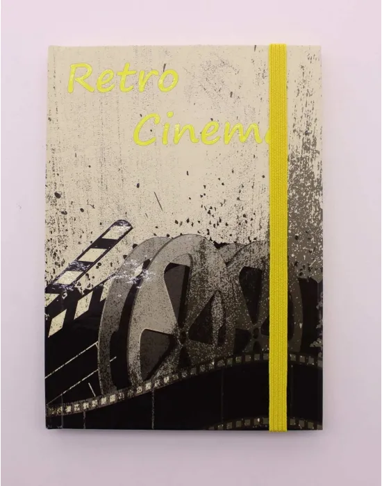 Lastikli Çizgisiz Sert Kapak Retro Cinema Defter