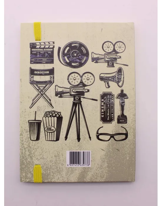 Lastikli Çizgisiz Sert Kapak Retro Cinema Defter