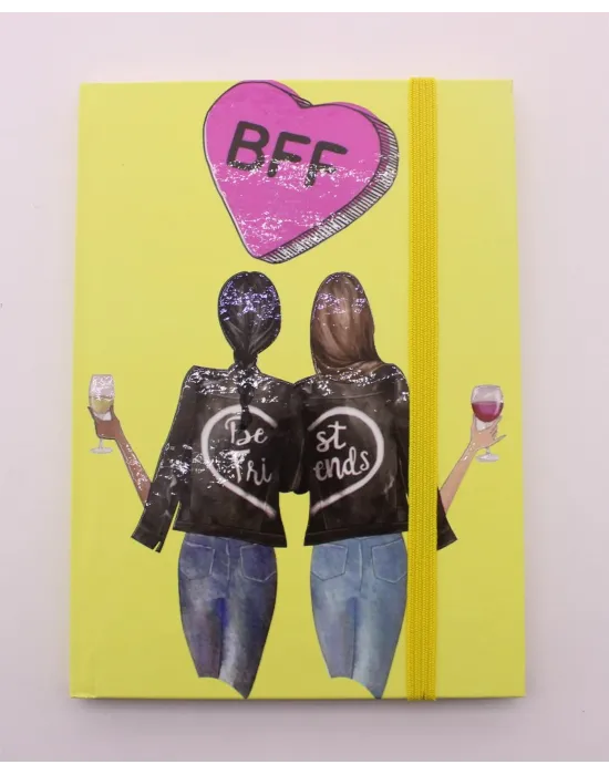 Lastikli Noktalı Sert Kapak Best Friend Defter