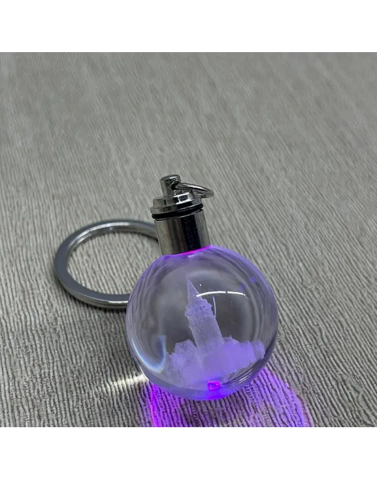 Ledli Galata Kulesi Tasarımlı Kristal Anahtarlık