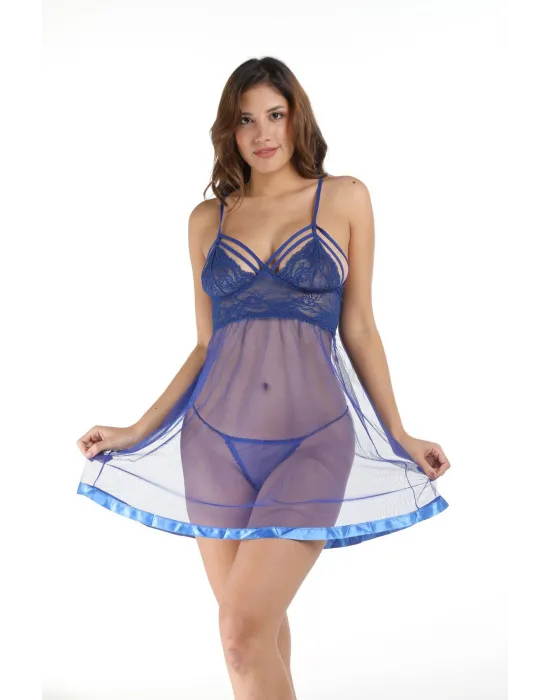 ieg™ Mavi Dantel Gecelik - 682
