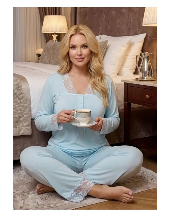 ieg™ Mavi Penye Pijama Takımı - 1631
