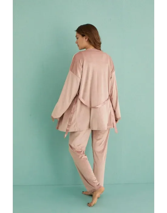 ieg™ Mihra 13402 Kadın Kadife 3Lü Pijama Takımı