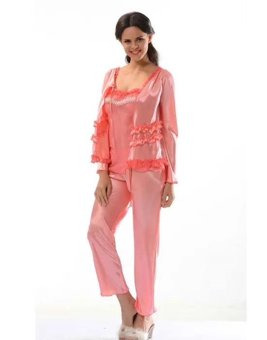 ieg™ Nar Çiçeği Saten Pijama Takımı - 1413