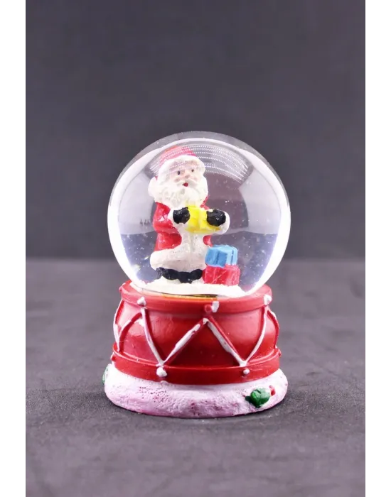 Noel Baba ve Hediye Paketleri Temalı Mini Boy Işıklı  Yılbaşı Kar Küresi 6.5 cm F