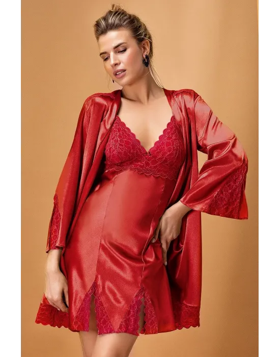 ieg™ Nurteks 5325 Bayan Saten Gecelik Sabahlık Set