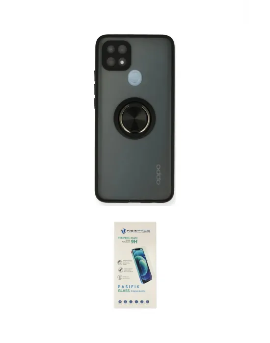 ieg™ Oppo A15 Kılıf Yörünge Çizgi - Şeffaf Pasifik Cam Ekran Koruyucu