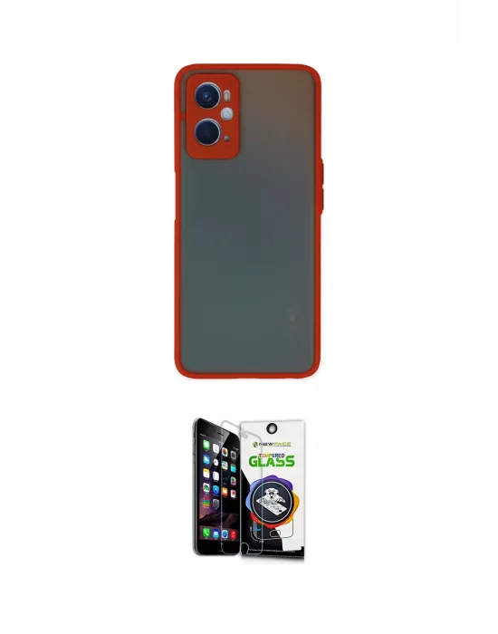 ieg™ Oppo A96 Kılıf Ahenk Çizgi Serisi - Şeffaf Temperli Cam Ekran Koruyucu