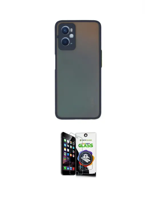 ieg™ Oppo A96 Kılıf Ahenk Çizgi Serisi - Şeffaf Temperli Cam Ekran Koruyucu