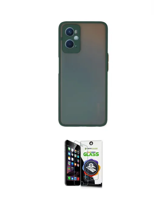 ieg™ Oppo A96 Kılıf Ahenk Çizgi Serisi - Şeffaf Temperli Cam Ekran Koruyucu